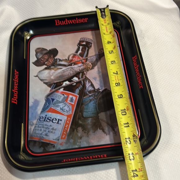 Western Budweiser Metal Tray Retro 90’s Vintage Beer Pub Mancave Rolling Tray - Picture 4 of 5